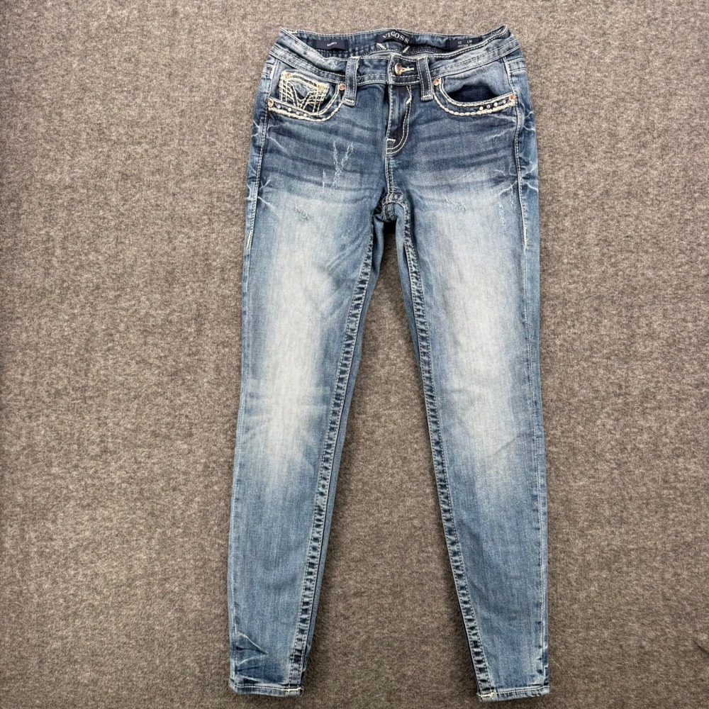 Vigoss Skinny Heritage Medium Wash Rhinestone Embellished Jeans Size 2 Western